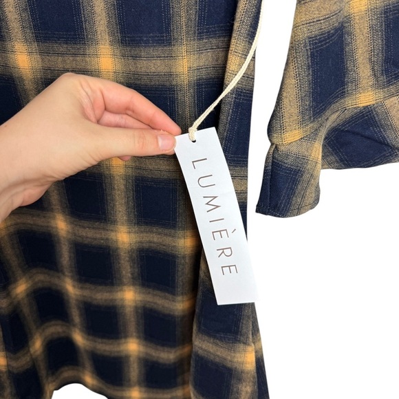 Lumiere Buffalo Plaid Printed Flare Dress Long Sleeve Size Medium Dark Academia - Picture 7 of 9